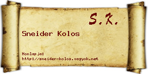 Sneider Kolos névjegykártya