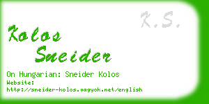 kolos sneider business card